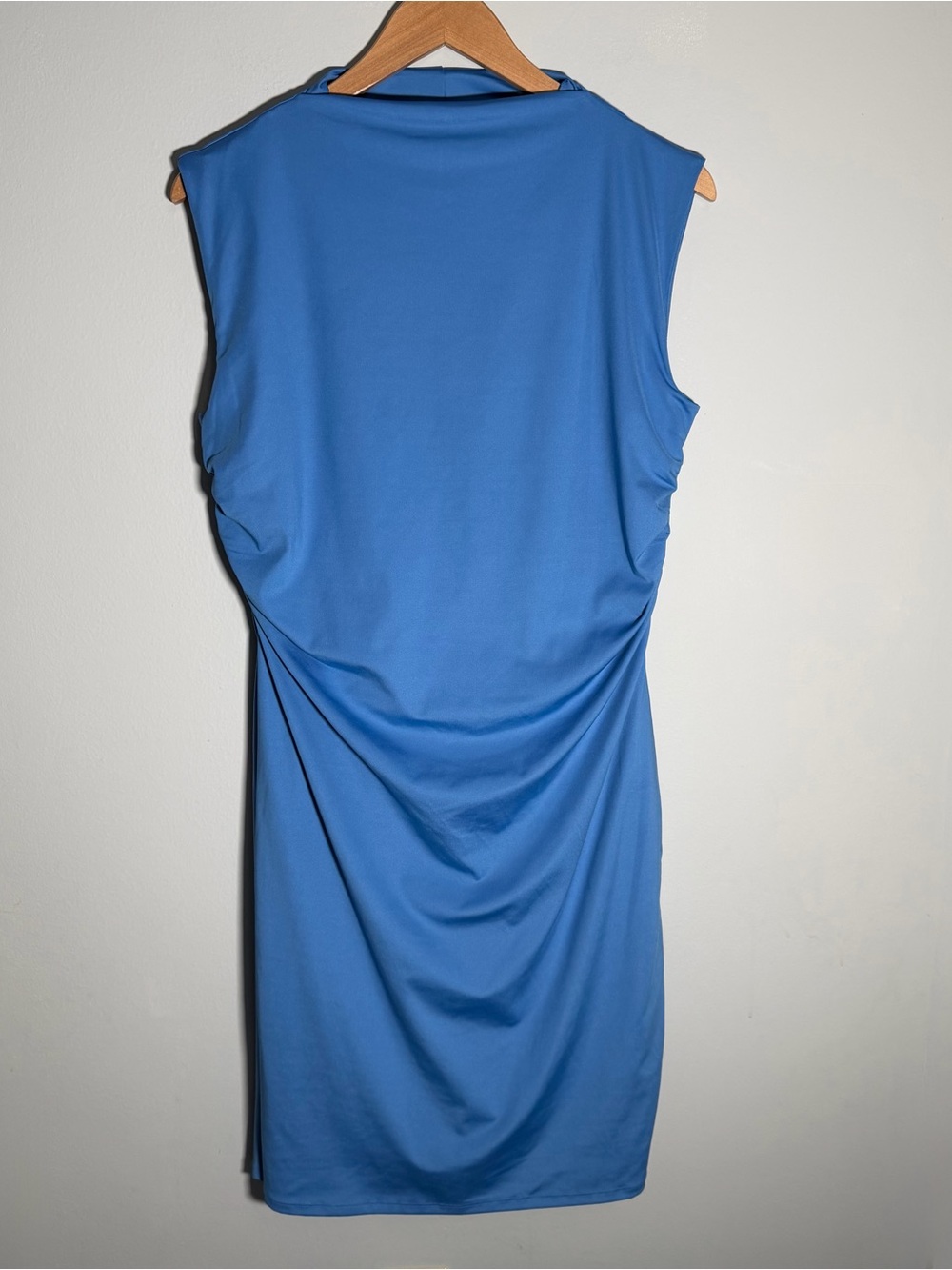 Nine West Cornflower Blue Ruched Side Sheath Workwear Dress Women's Size Large L